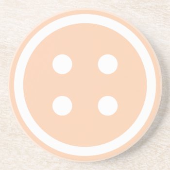 Cute Peach Sewing Button Drink Coaster by imaginarystory at Zazzle