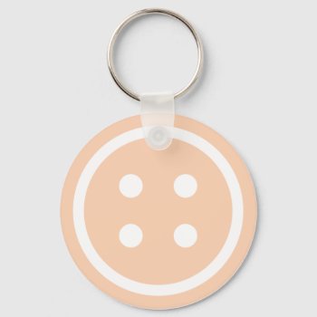 Cute Peach Sewing Button Keychain by imaginarystory at Zazzle