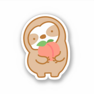 Cute Peach Sloth Sticker