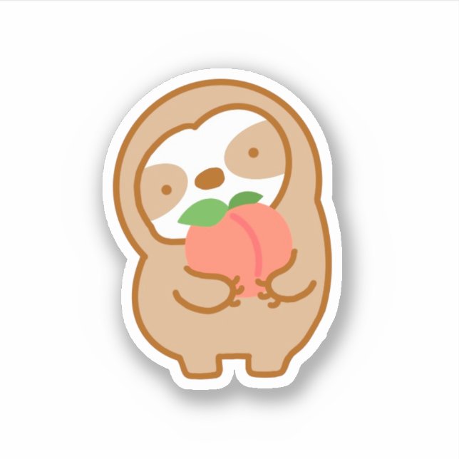 Cute Peach Sloth  Sticker (Front)