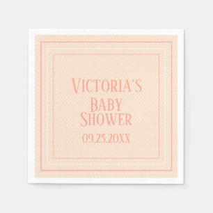 Cute Peach White Modern Typography Baby Shower Napkins
