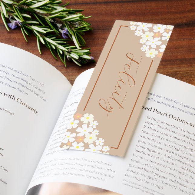 Cute peaches and Cream Flowers on Tan with Name Bookmarks (Book)