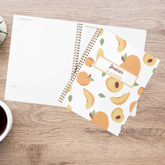 Cute Peaches Personalized Monogram  Planner (Creator Uploaded)