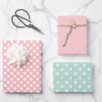 Cute Peachy Pink & Mint Green Polkadots