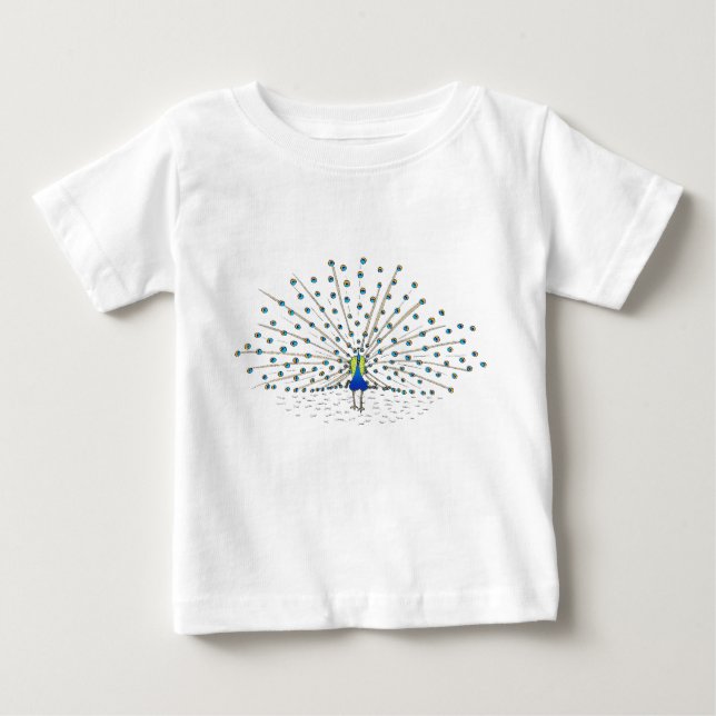 Cute Peacock Bird Painting Shirts for Kids (Front)