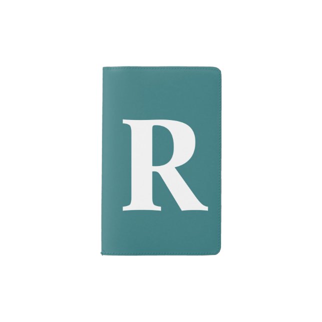 Cute Peacock Blue Personalized Monogram Pocket Moleskine Notebook (Front)