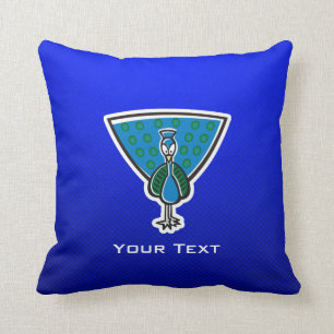 Cute Peacock; Blue Throw Pillow