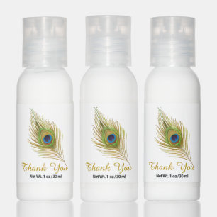 Cute peacock feather & editable Thank You favor Hand Lotion