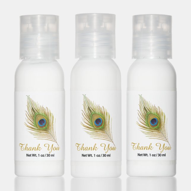 Cute peacock feather & editable Thank You favor Hand Lotion (Set)