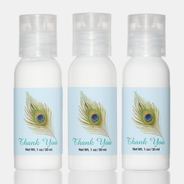 Cute peacock feather & editable Thank You favor Hand Lotion (Set)