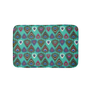 cute peacock feather pattern bathroom mat