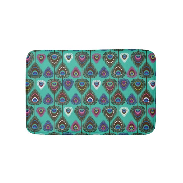 cute peacock feather pattern bathroom mat (Front)