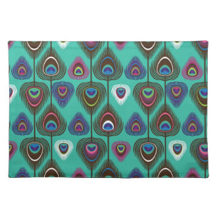cute peacock feather pattern cloth placemat