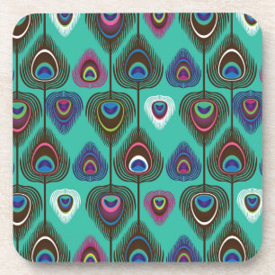 cute peacock feather pattern coaster
