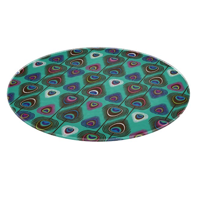 cute peacock feather pattern cutting board (Corner)