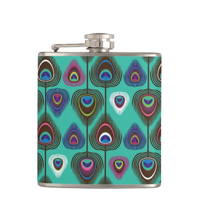 cute peacock feather pattern flask (Front)