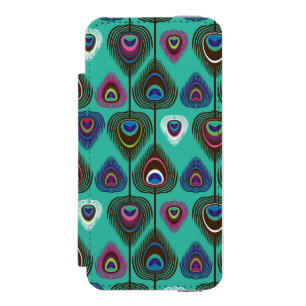 cute peacock feather pattern iPhone SE/5/5s wallet case