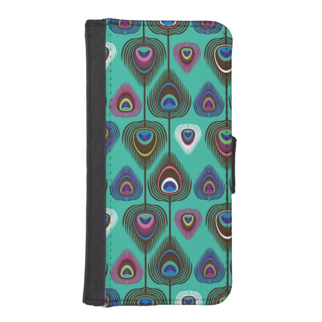 cute peacock feather pattern iPhone wallet case (Front)