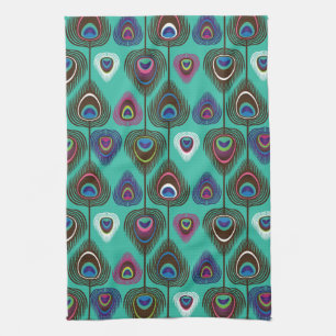 cute peacock feather pattern kitchen towel