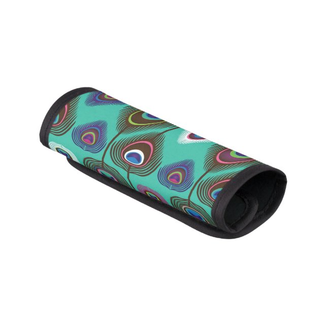 cute peacock feather pattern luggage handle wrap (Angled)