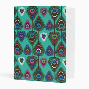 cute peacock feather pattern mini binder