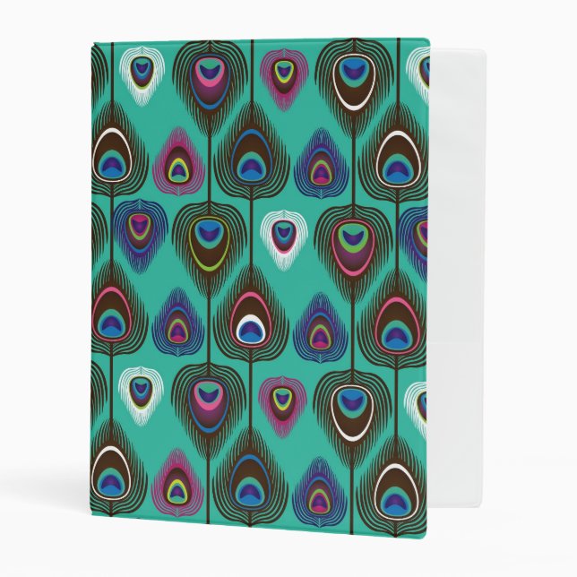 cute peacock feather pattern mini binder (Front/Inside)
