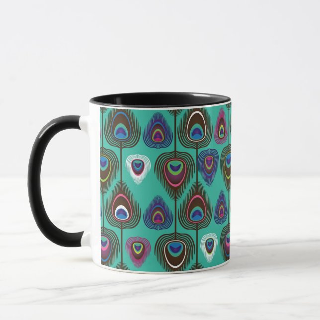cute peacock feather pattern mug (Left)