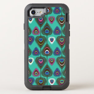 cute peacock feather pattern OtterBox defender iPhone SE/8/7 case