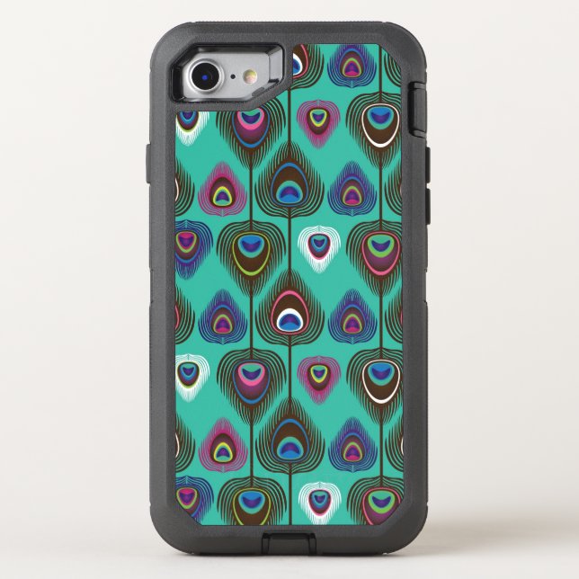 cute peacock feather pattern otterbox iPhone case (Back)