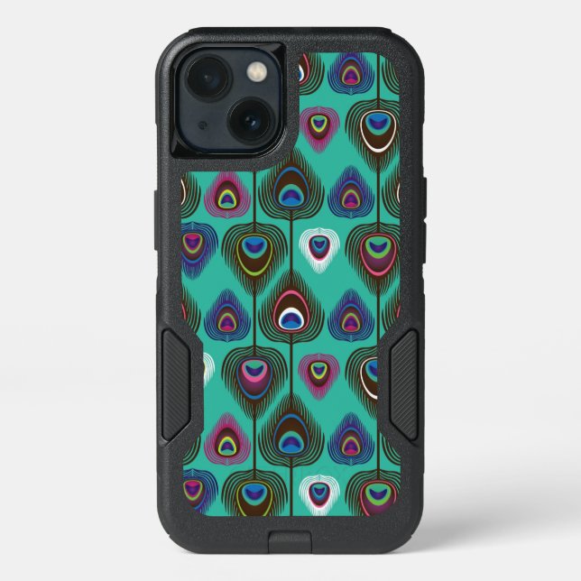 cute peacock feather pattern otterbox iPhone case (Back)