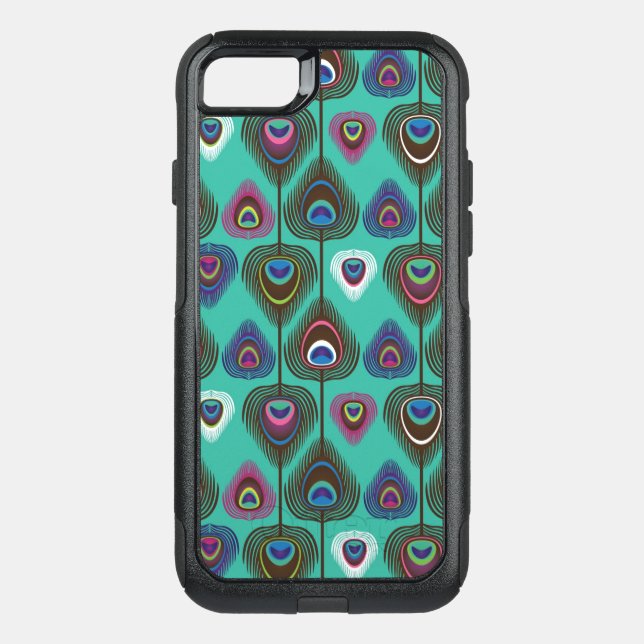 cute peacock feather pattern otterbox iPhone case (Back)