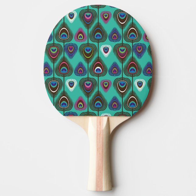 cute peacock feather pattern ping pong paddle (Front)