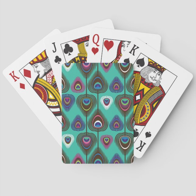 cute peacock feather pattern poker cards (Back)
