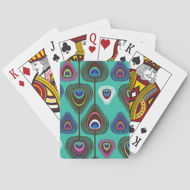 cute peacock feather pattern poker cards (Back)