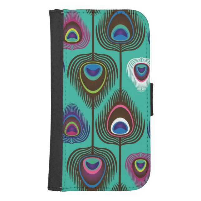 cute peacock feather pattern samsung galaxy wallet case (Front)