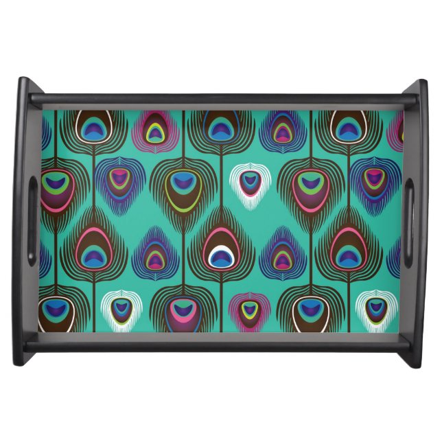 cute peacock feather pattern serving tray (Front)