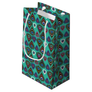 cute peacock feather pattern small gift bag