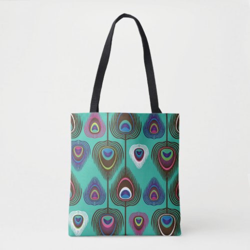 cute peacock feather pattern tote bag