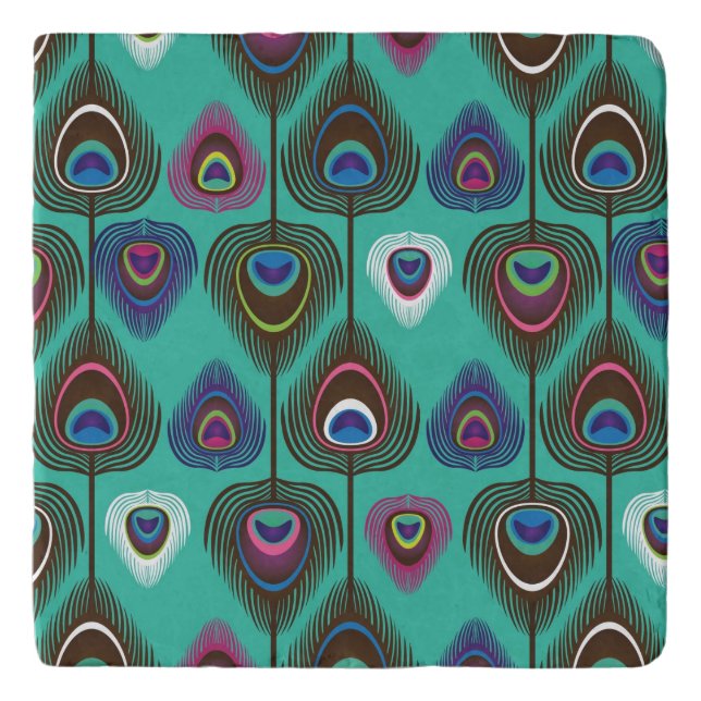 cute peacock feather pattern trivet (Front)