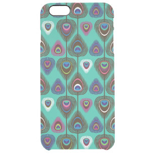 cute peacock feather pattern clear iPhone 6 plus case