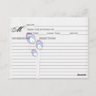 Cute Peacock feather Recipe Cards