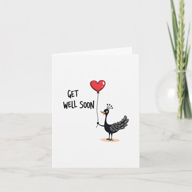 Cute Peacock Get Well Card (Front)