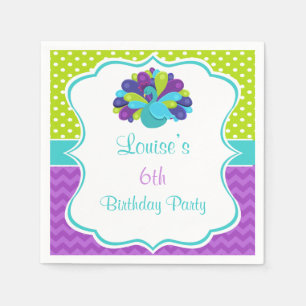 Cute Peacock Green and Purple Napkins