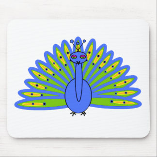 Cute Peacock in Blue and Green Mouse Pad