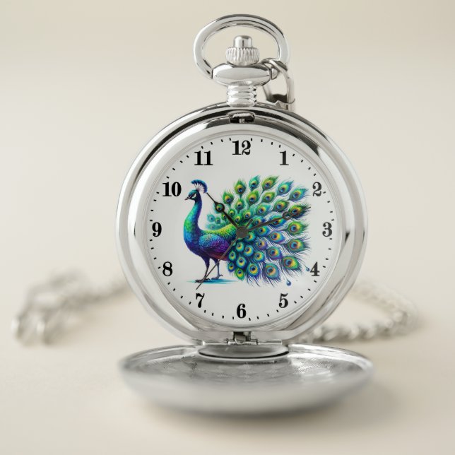 Cute peacock lovers bird pocket watch (Inside)