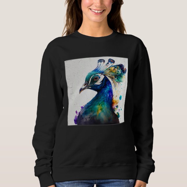 Cute Peacock Paint Splatter Colorful Gorgeous Uniq Sweatshirt (Front)