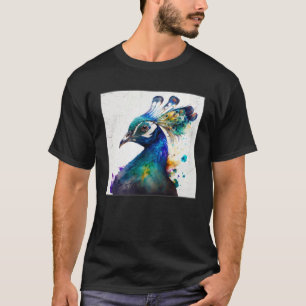 Cute Peacock Paint Splatter Colorful Gorgeous Uniq T-Shirt