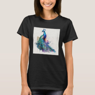 Cute Peacock Paint Splatter Colorful Gorgeous Uniq T-Shirt