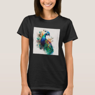 Cute Peacock Paint Splatter Colorful Gorgeous Uniq T-Shirt