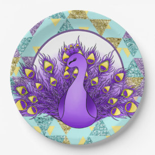 Cute peacock party paper plates